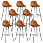 Modern Backrest Armless Counter Stool Iron Bistro Bar Stool with Leather Cushion