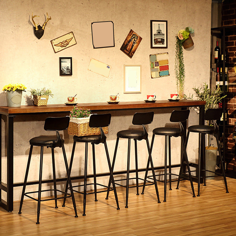 Contemporary Metal Bar Stool Wood Seat Bar Stool for Home Use Clearhalo 'Bar Furniture' 'Bar Stools' 'bar_stools' 'furn' 'furn_bar_stools' 'Furniture' 'Kitchen & Dining Furniture' 6186366