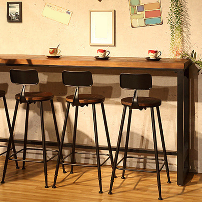 Contemporary Metal Bar Stool Wood Seat Bar Stool for Home Use Clearhalo 'Bar Furniture' 'Bar Stools' 'bar_stools' 'furn' 'furn_bar_stools' 'Furniture' 'Kitchen & Dining Furniture' 6186369