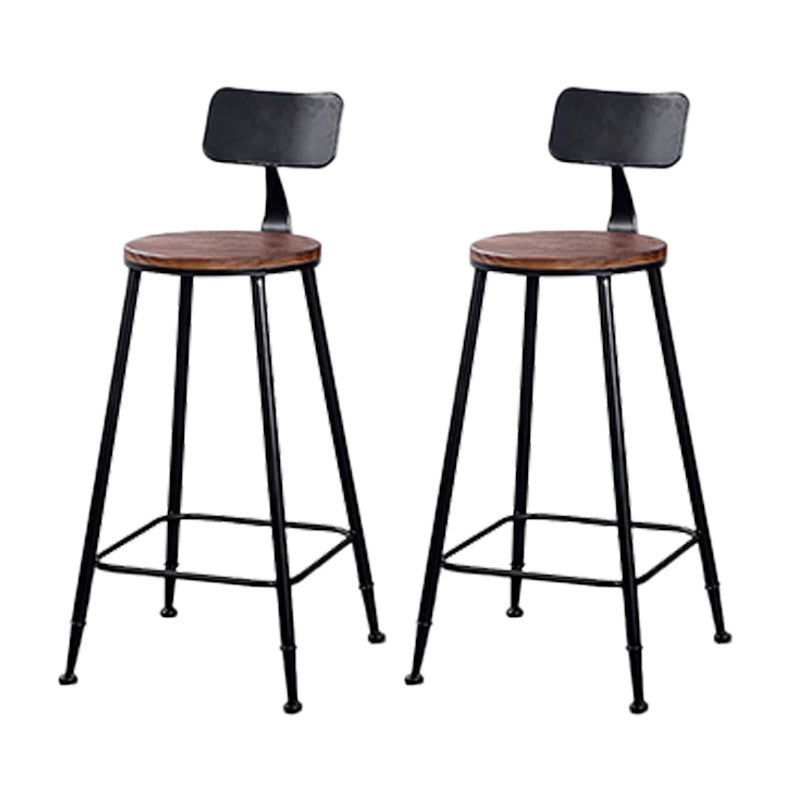 Contemporary Metal Bar Stool Wood Seat Bar Stool for Home Use 2 Piece Set Non-Upholstered Round Clearhalo 'Bar Furniture' 'Bar Stools' 'bar_stools' 'furn' 'furn_bar_stools' 'Furniture' 'Kitchen & Dining Furniture' 6186370