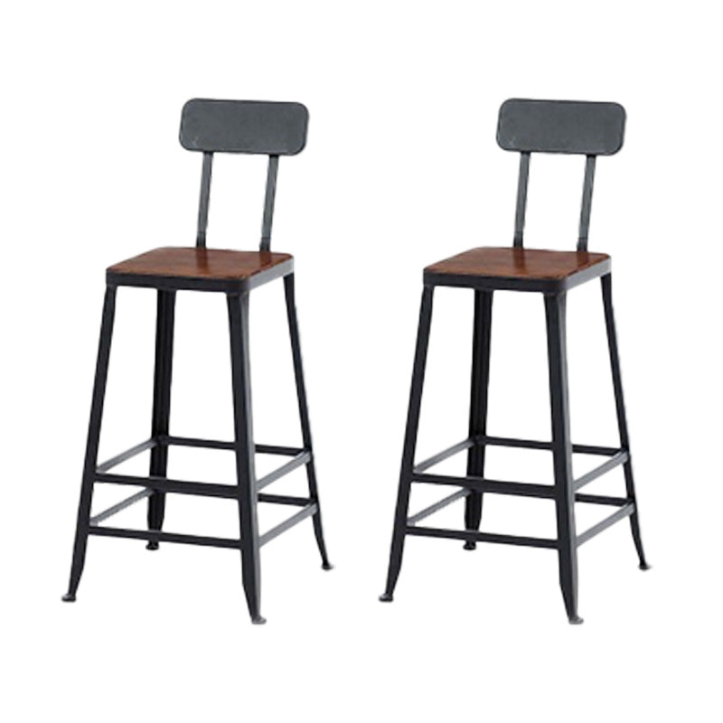 Contemporary Metal Bar Stool Wood Seat Bar Stool for Home Use 2 Piece Set Non-Upholstered Square Clearhalo 'Bar Furniture' 'Bar Stools' 'bar_stools' 'furn' 'furn_bar_stools' 'Furniture' 'Kitchen & Dining Furniture' 6186372