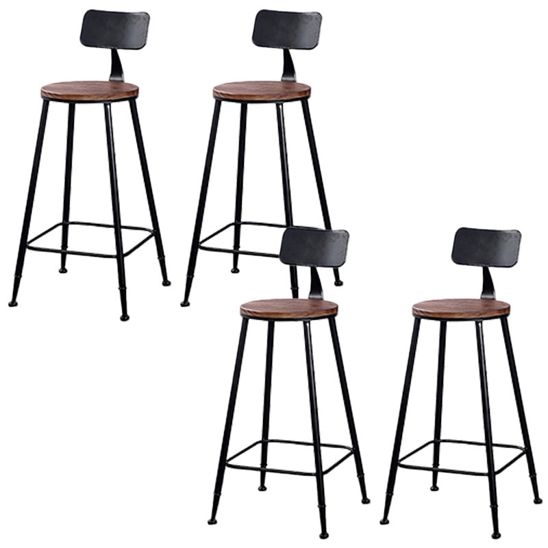 Contemporary Metal Bar Stool Wood Seat Bar Stool for Home Use 4 Piece Set Non-Upholstered Round Clearhalo 'Bar Furniture' 'Bar Stools' 'bar_stools' 'furn' 'furn_bar_stools' 'Furniture' 'Kitchen & Dining Furniture' 6186379