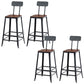 Contemporary Metal Bar Stool Wood Seat Bar Stool for Home Use 4 Piece Set Non-Upholstered Square Clearhalo 'Bar Furniture' 'Bar Stools' 'bar_stools' 'furn' 'furn_bar_stools' 'Furniture' 'Kitchen & Dining Furniture' 6186381