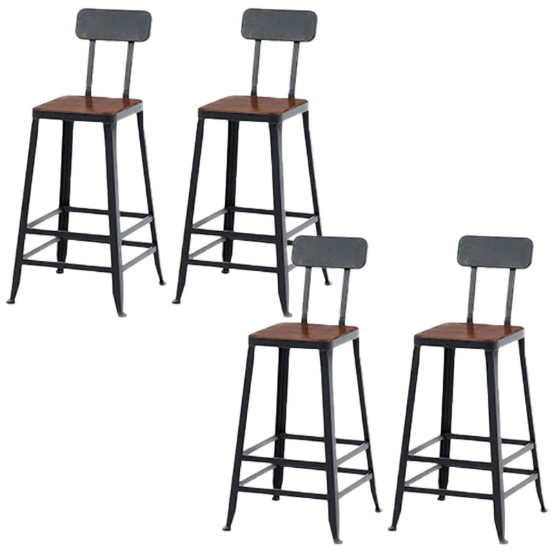 Contemporary Metal Bar Stool Wood Seat Bar Stool for Home Use 4 Piece Set Non-Upholstered Square Clearhalo 'Bar Furniture' 'Bar Stools' 'bar_stools' 'furn' 'furn_bar_stools' 'Furniture' 'Kitchen & Dining Furniture' 6186381
