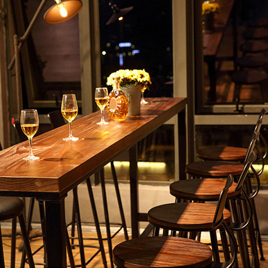 Contemporary Metal Bar Stool Wood Seat Bar Stool for Home Use