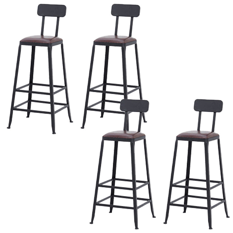 Contemporary Metal Bar Stool Wood Seat Bar Stool for Home Use 4 Piece Set Upholstered Square Clearhalo 'Bar Furniture' 'Bar Stools' 'bar_stools' 'furn' 'furn_bar_stools' 'Furniture' 'Kitchen & Dining Furniture' 6186383