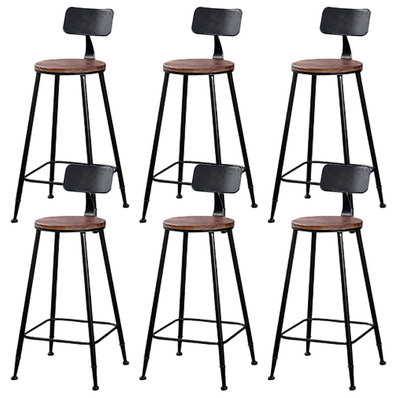 Contemporary Metal Bar Stool Wood Seat Bar Stool for Home Use 6 Piece Set Non-Upholstered Round Clearhalo 'Bar Furniture' 'Bar Stools' 'bar_stools' 'furn' 'furn_bar_stools' 'Furniture' 'Kitchen & Dining Furniture' 6186385