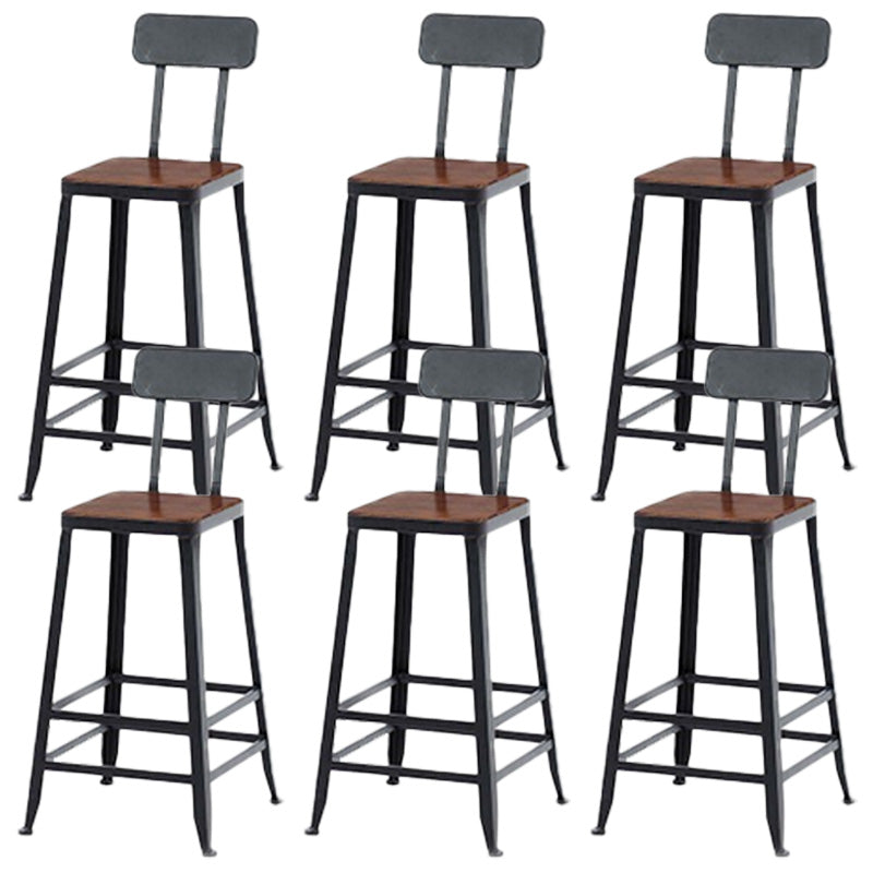 Contemporary Metal Bar Stool Wood Seat Bar Stool for Home Use 6 Piece Set Non-Upholstered Square Clearhalo 'Bar Furniture' 'Bar Stools' 'bar_stools' 'furn' 'furn_bar_stools' 'Furniture' 'Kitchen & Dining Furniture' 6186386