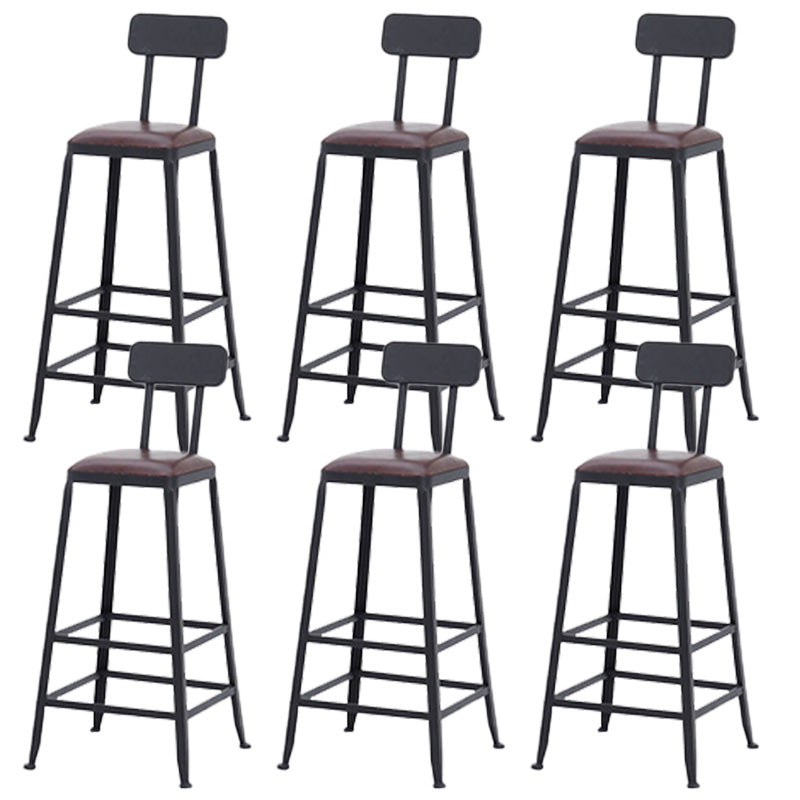 Contemporary Metal Bar Stool Wood Seat Bar Stool for Home Use 6 Piece Set Upholstered Square Clearhalo 'Bar Furniture' 'Bar Stools' 'bar_stools' 'furn' 'furn_bar_stools' 'Furniture' 'Kitchen & Dining Furniture' 6186387