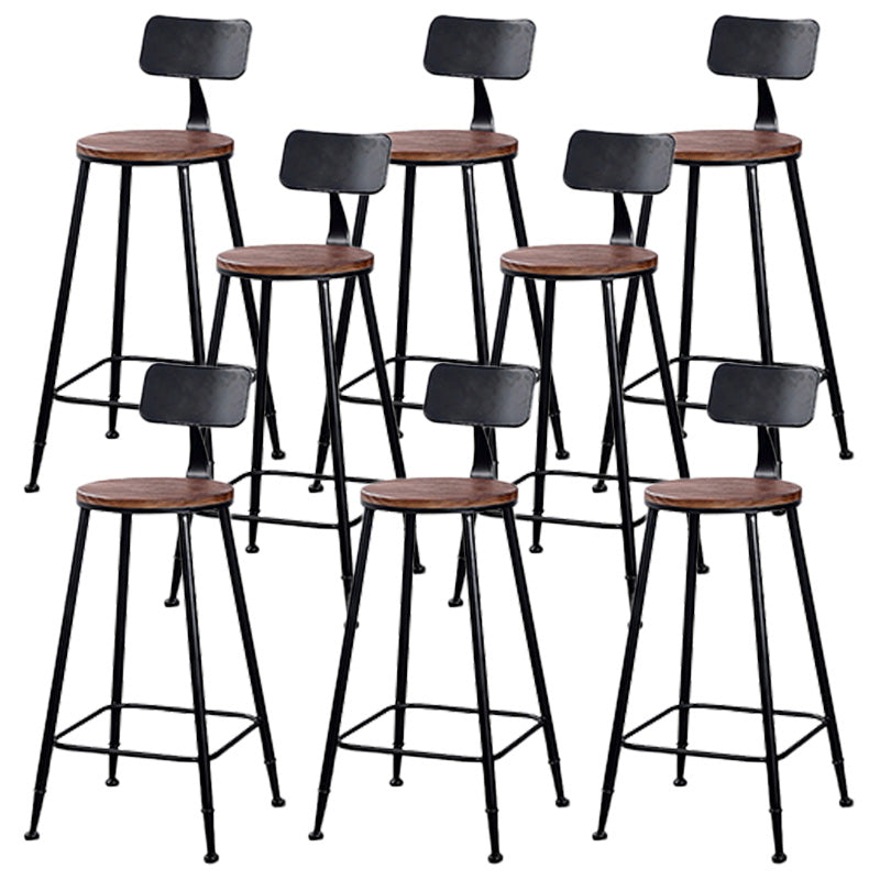 Contemporary Metal Bar Stool Wood Seat Bar Stool for Home Use 8 Piece Set Non-Upholstered Round Clearhalo 'Bar Furniture' 'Bar Stools' 'bar_stools' 'furn' 'furn_bar_stools' 'Furniture' 'Kitchen & Dining Furniture' 6186389