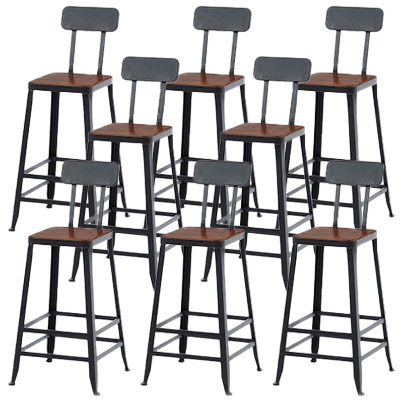 Contemporary Metal Bar Stool Wood Seat Bar Stool for Home Use 8 Piece Set Non-Upholstered Square Clearhalo 'Bar Furniture' 'Bar Stools' 'bar_stools' 'furn' 'furn_bar_stools' 'Furniture' 'Kitchen & Dining Furniture' 6186390
