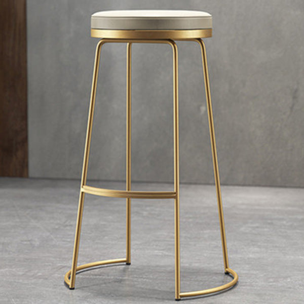 Modern Backrest Armless Counter Stool Metal Bar High Stool with Leather Cushion Gold 1 Piece Clearhalo 'Bar Furniture' 'Bar Stools' 'bar_stools' 'furn' 'furn_bar_stools' 'Furniture' 'Kitchen & Dining Furniture' 6186398