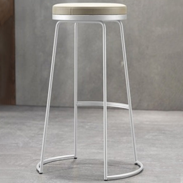Modern Backrest Armless Counter Stool Metal Bar High Stool with Leather Cushion White 1 Piece Clearhalo 'Bar Furniture' 'Bar Stools' 'bar_stools' 'furn' 'furn_bar_stools' 'Furniture' 'Kitchen & Dining Furniture' 6186399