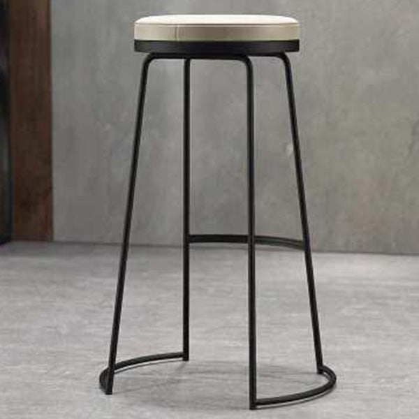 Modern Backrest Armless Counter Stool Metal Bar High Stool with Leather Cushion Black 1 Piece Clearhalo 'Bar Furniture' 'Bar Stools' 'bar_stools' 'furn' 'furn_bar_stools' 'Furniture' 'Kitchen & Dining Furniture' 6186401