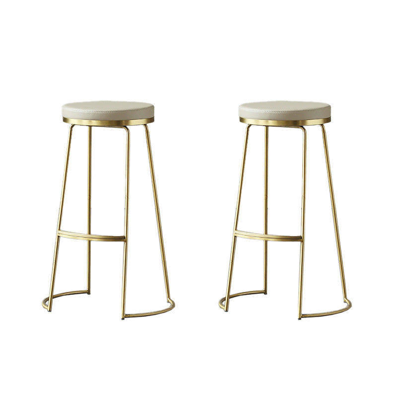 Modern Backrest Armless Counter Stool Metal Bar High Stool with Leather Cushion Gold 2 Piece Set Clearhalo 'Bar Furniture' 'Bar Stools' 'bar_stools' 'furn' 'furn_bar_stools' 'Furniture' 'Kitchen & Dining Furniture' 6186403