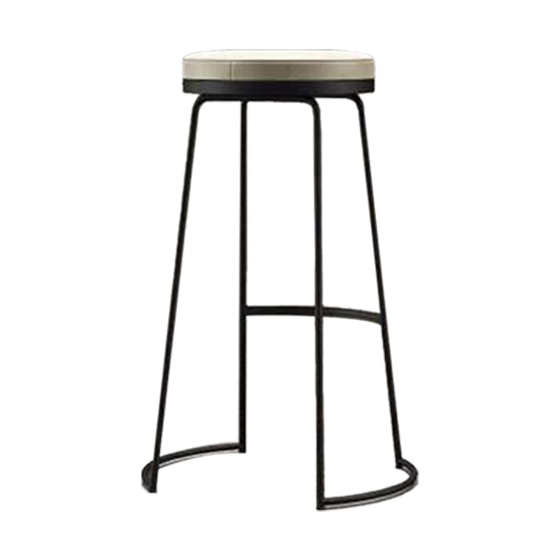 Modern Backrest Armless Counter Stool Metal Bar High Stool with Leather Cushion Clearhalo 'Bar Furniture' 'Bar Stools' 'bar_stools' 'furn' 'furn_bar_stools' 'Furniture' 'Kitchen & Dining Furniture' 6186405