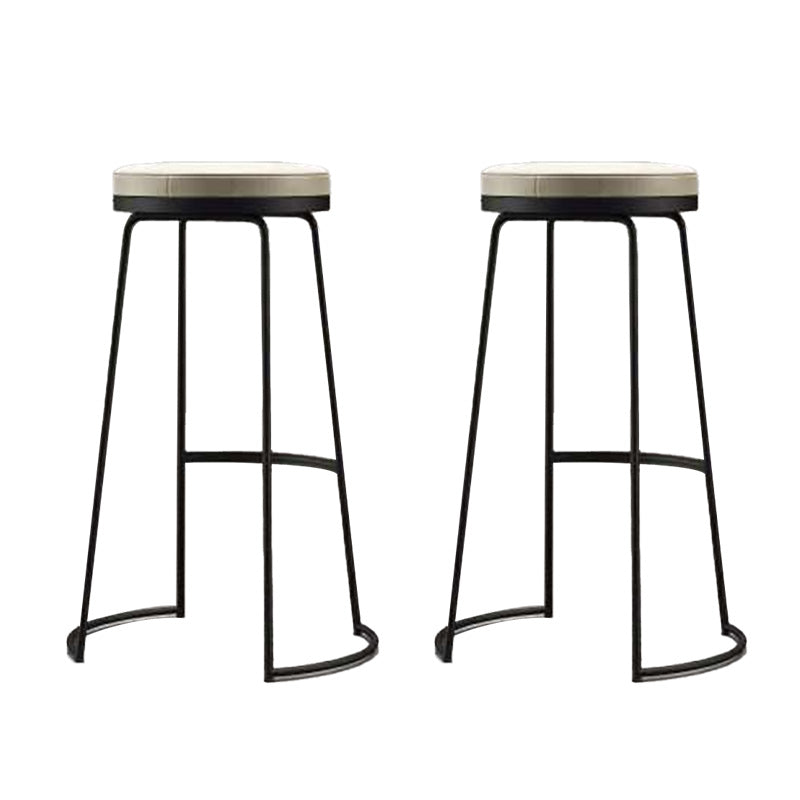 Modern Backrest Armless Counter Stool Metal Bar High Stool with Leather Cushion Black 2 Piece Set Clearhalo 'Bar Furniture' 'Bar Stools' 'bar_stools' 'furn' 'furn_bar_stools' 'Furniture' 'Kitchen & Dining Furniture' 6186408