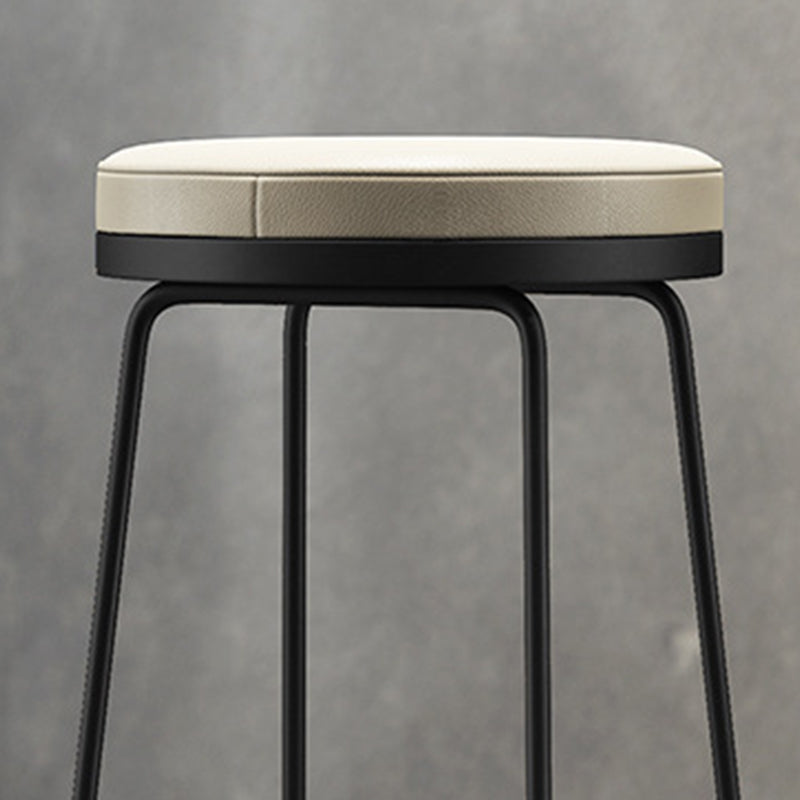 Modern Backrest Armless Counter Stool Metal Bar High Stool with Leather Cushion Clearhalo 'Bar Furniture' 'Bar Stools' 'bar_stools' 'furn' 'furn_bar_stools' 'Furniture' 'Kitchen & Dining Furniture' 6186409