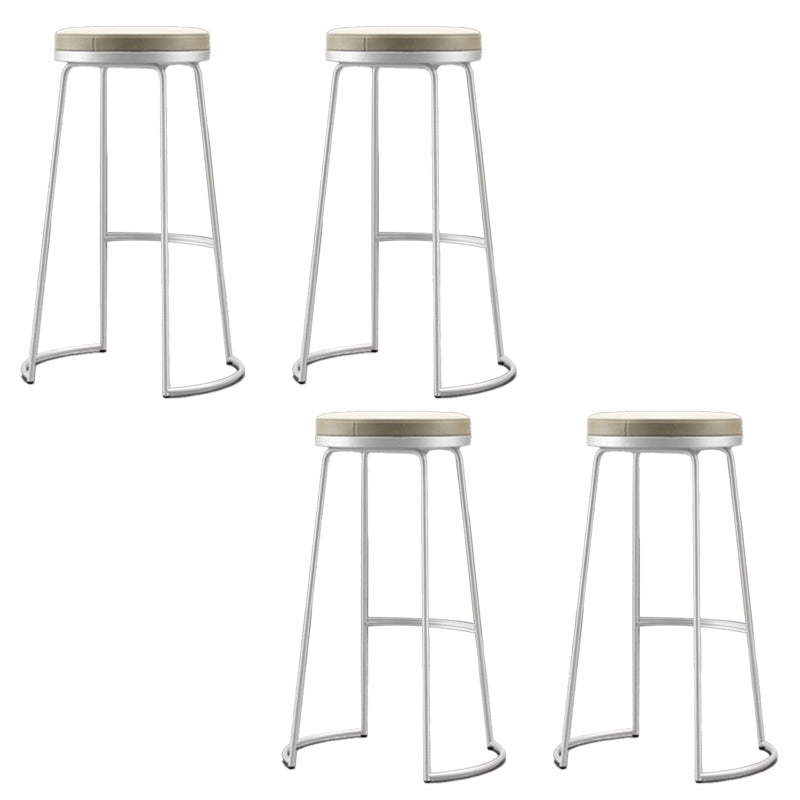 Modern Backrest Armless Counter Stool Metal Bar High Stool with Leather Cushion White 4 Piece Set Clearhalo 'Bar Furniture' 'Bar Stools' 'bar_stools' 'furn' 'furn_bar_stools' 'Furniture' 'Kitchen & Dining Furniture' 6186411