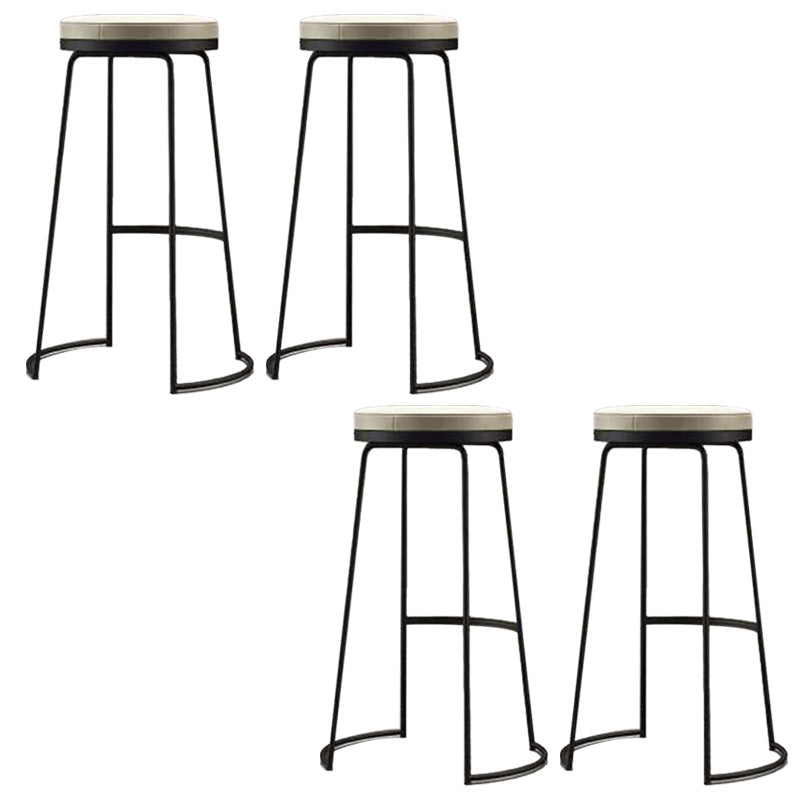 Modern Backrest Armless Counter Stool Metal Bar High Stool with Leather Cushion Black 4 Piece Set Clearhalo 'Bar Furniture' 'Bar Stools' 'bar_stools' 'furn' 'furn_bar_stools' 'Furniture' 'Kitchen & Dining Furniture' 6186414