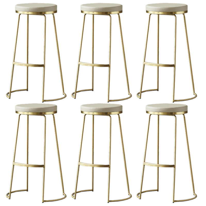 Modern Backrest Armless Counter Stool Metal Bar High Stool with Leather Cushion Gold 6 Piece Set Clearhalo 'Bar Furniture' 'Bar Stools' 'bar_stools' 'furn' 'furn_bar_stools' 'Furniture' 'Kitchen & Dining Furniture' 6186416