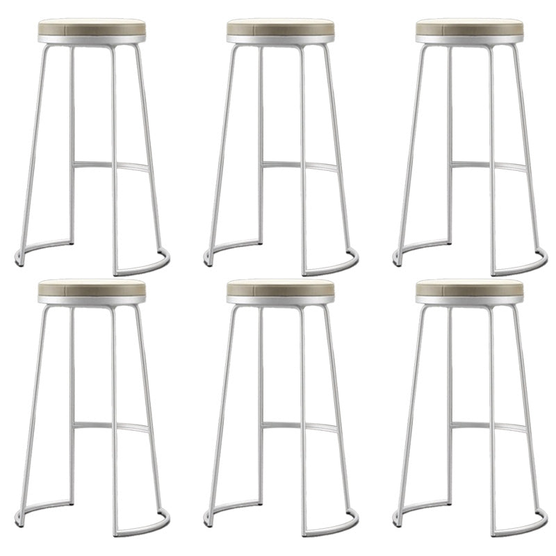 Modern Backrest Armless Counter Stool Metal Bar High Stool with Leather Cushion White 6 Piece Set Clearhalo 'Bar Furniture' 'Bar Stools' 'bar_stools' 'furn' 'furn_bar_stools' 'Furniture' 'Kitchen & Dining Furniture' 6186418