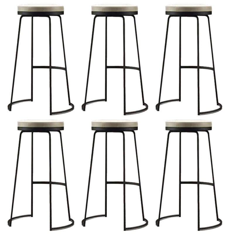 Modern Backrest Armless Counter Stool Metal Bar High Stool with Leather Cushion Black 6 Piece Set Clearhalo 'Bar Furniture' 'Bar Stools' 'bar_stools' 'furn' 'furn_bar_stools' 'Furniture' 'Kitchen & Dining Furniture' 6186419