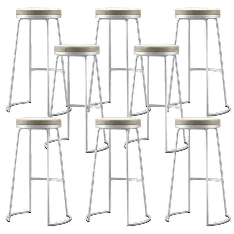 Modern Backrest Armless Counter Stool Metal Bar High Stool with Leather Cushion White 8 Piece Set Clearhalo 'Bar Furniture' 'Bar Stools' 'bar_stools' 'furn' 'furn_bar_stools' 'Furniture' 'Kitchen & Dining Furniture' 6186421