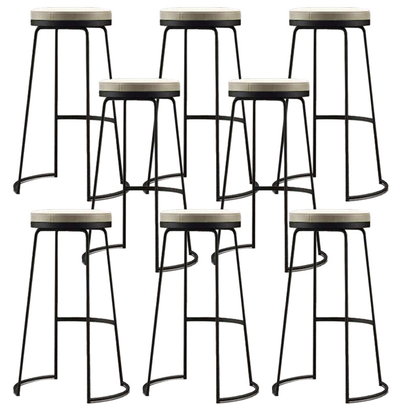 Modern Backrest Armless Counter Stool Metal Bar High Stool with Leather Cushion Black 8 Piece Set Clearhalo 'Bar Furniture' 'Bar Stools' 'bar_stools' 'furn' 'furn_bar_stools' 'Furniture' 'Kitchen & Dining Furniture' 6186422