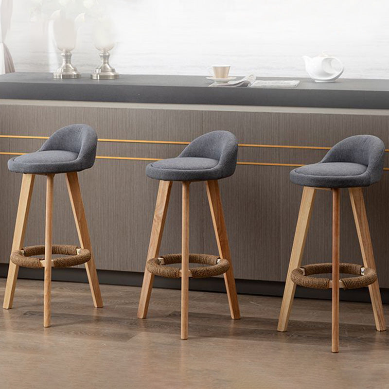 Industrial Armless Backrest Counter Stool Wood Cafe Bar Stool with Cushion and Pedal