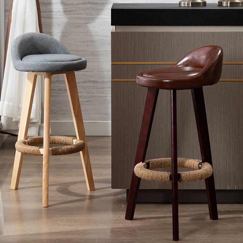 Industrial Armless Backrest Counter Stool Wood Cafe Bar Stool with Cushion and Pedal