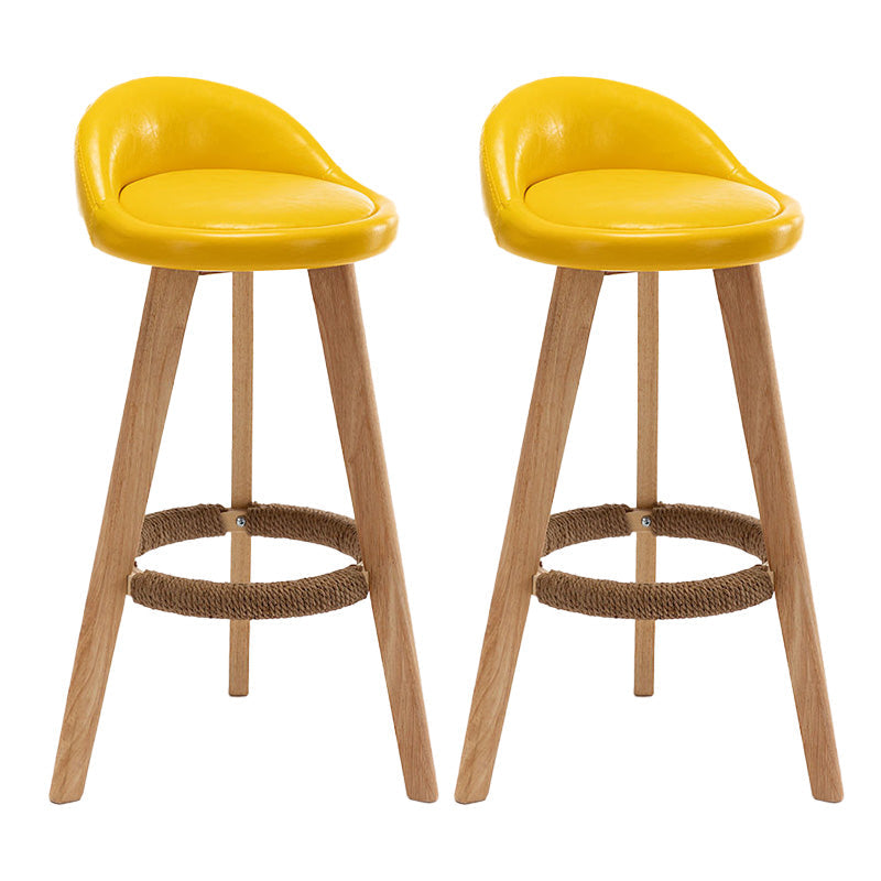 Industrial Armless Backrest Counter Stool Wood Cafe Bar Stool with Cushion and Pedal