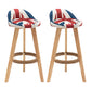 Industrial Armless Backrest Counter Stool Wood Cafe Bar Stool with Cushion and Pedal