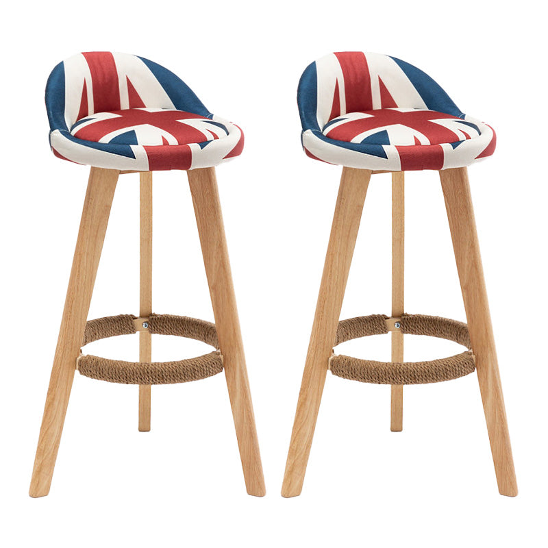 Industrial Armless Backrest Counter Stool Wood Cafe Bar Stool with Cushion and Pedal