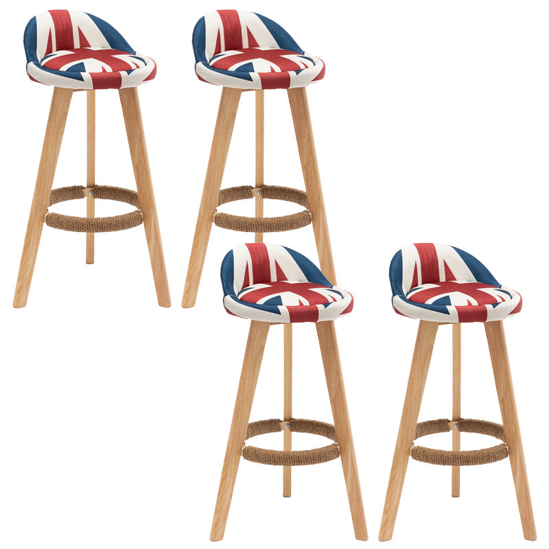 Industrial Armless Backrest Counter Stool Wood Cafe Bar Stool with Cushion and Pedal