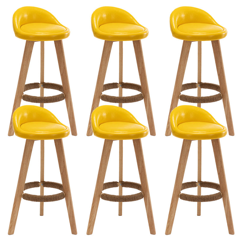 Industrial Armless Backrest Counter Stool Wood Cafe Bar Stool with Cushion and Pedal