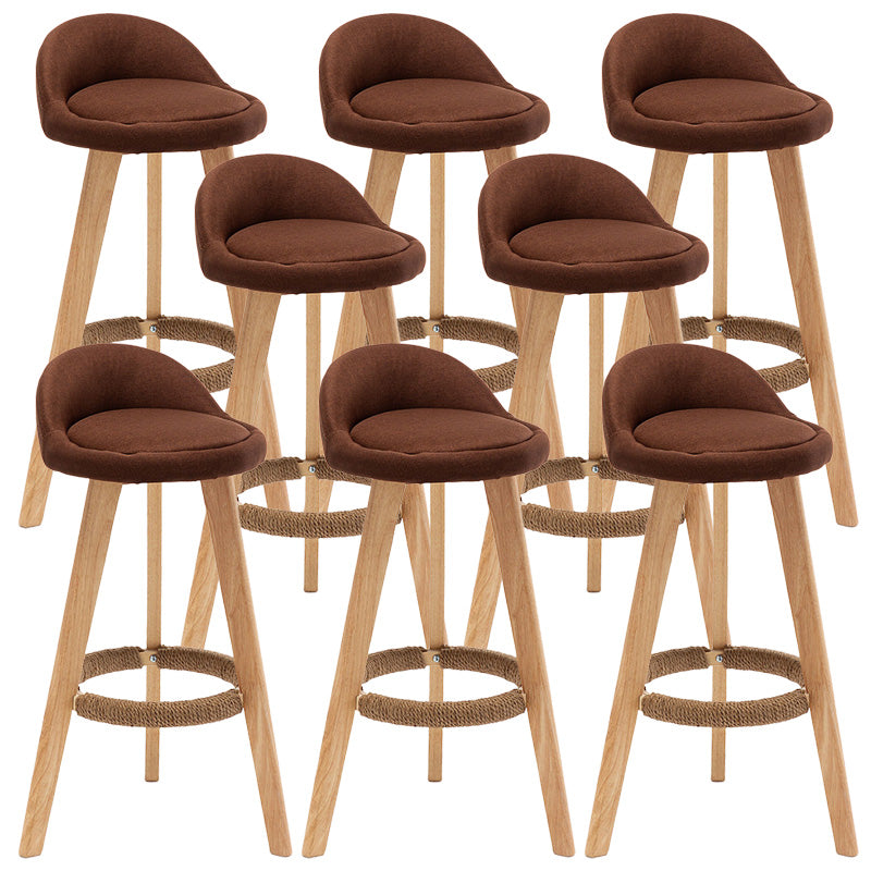 Industrial Armless Backrest Counter Stool Wood Cafe Bar Stool with Cushion and Pedal