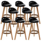 Industrial Armless Backrest Counter Stool Wood Cafe Bar Stool with Cushion and Pedal