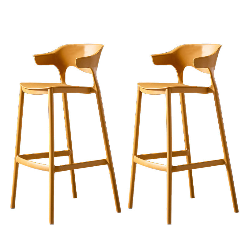 Industrial Low Back Counter Stool Plastic Counter Height Stools for Home Use Yellow 2 Piece Set Clearhalo 'Bar Furniture' 'Bar Stools' 'bar_stools' 'furn' 'furn_bar_stools' 'Furniture' 'Kitchen & Dining Furniture' 6186498
