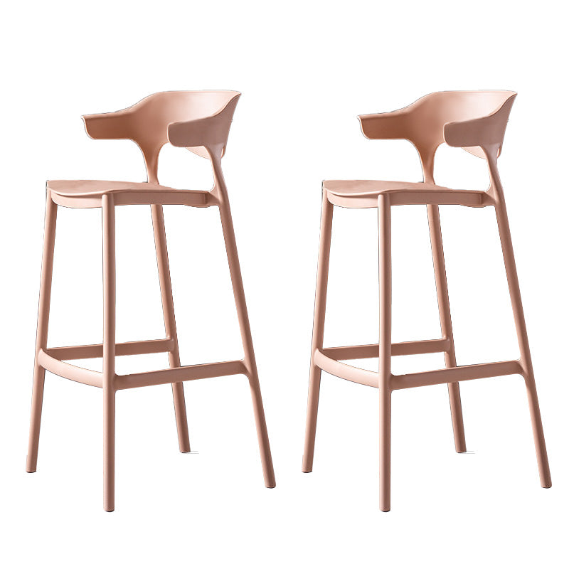 Industrial Low Back Counter Stool Plastic Counter Height Stools for Home Use Pink 2 Piece Set Clearhalo 'Bar Furniture' 'Bar Stools' 'bar_stools' 'furn' 'furn_bar_stools' 'Furniture' 'Kitchen & Dining Furniture' 6186499