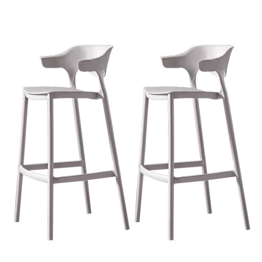 Industrial Low Back Counter Stool Plastic Counter Height Stools for Home Use Grey 2 Piece Set
