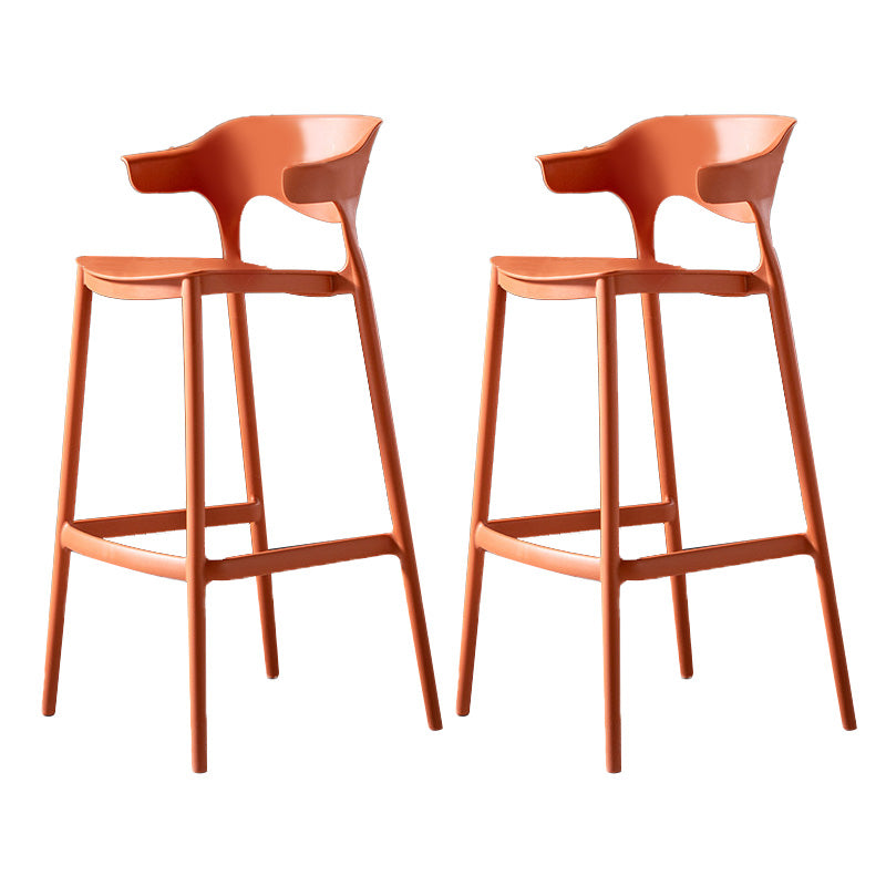 Industrial Low Back Counter Stool Plastic Counter Height Stools for Home Use Orange 2 Piece Set Clearhalo 'Bar Furniture' 'Bar Stools' 'bar_stools' 'furn' 'furn_bar_stools' 'Furniture' 'Kitchen & Dining Furniture' 6186503