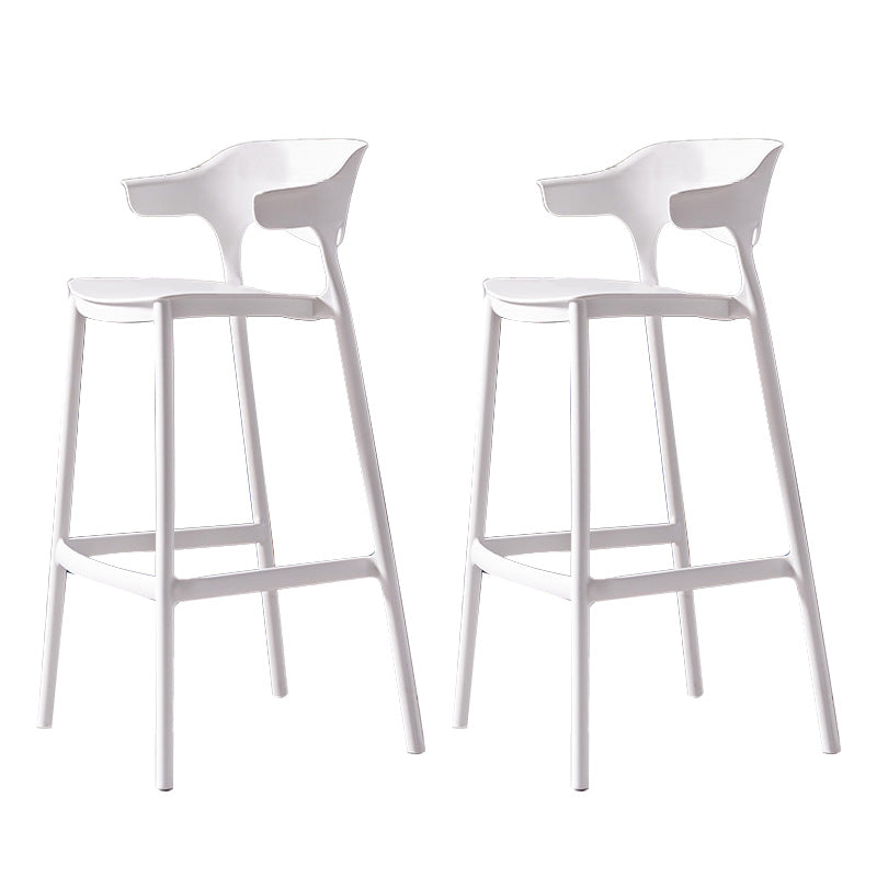 Industrial Low Back Counter Stool Plastic Counter Height Stools for Home Use White 2 Piece Set Clearhalo 'Bar Furniture' 'Bar Stools' 'bar_stools' 'furn' 'furn_bar_stools' 'Furniture' 'Kitchen & Dining Furniture' 6186504