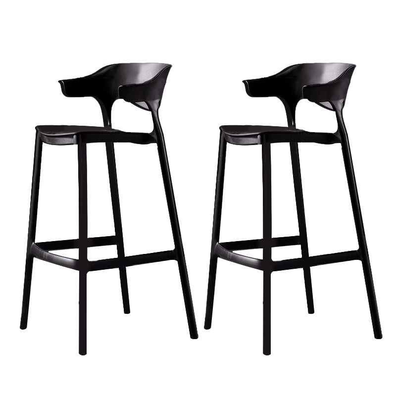 Industrial Low Back Counter Stool Plastic Counter Height Stools for Home Use Black 2 Piece Set Clearhalo 'Bar Furniture' 'Bar Stools' 'bar_stools' 'furn' 'furn_bar_stools' 'Furniture' 'Kitchen & Dining Furniture' 6186506