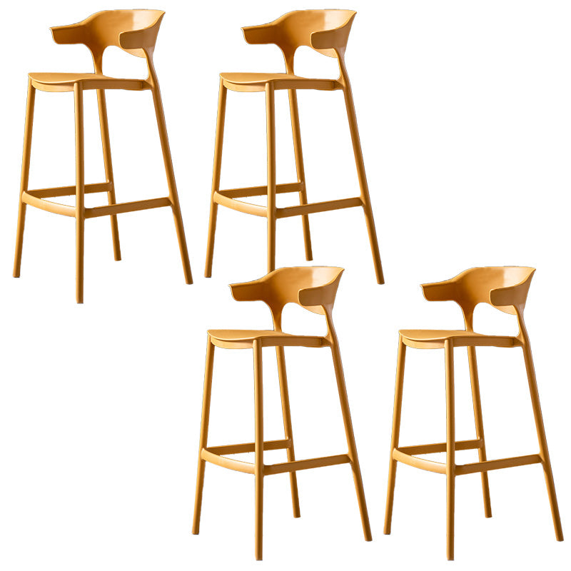 Industrial Low Back Counter Stool Plastic Counter Height Stools for Home Use Yellow 4 Piece Set Clearhalo 'Bar Furniture' 'Bar Stools' 'bar_stools' 'furn' 'furn_bar_stools' 'Furniture' 'Kitchen & Dining Furniture' 6186507