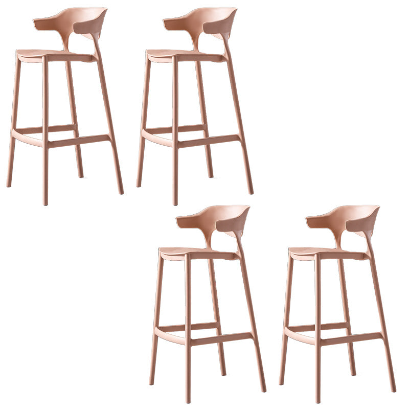 Industrial Low Back Counter Stool Plastic Counter Height Stools for Home Use Pink 4 Piece Set Clearhalo 'Bar Furniture' 'Bar Stools' 'bar_stools' 'furn' 'furn_bar_stools' 'Furniture' 'Kitchen & Dining Furniture' 6186508