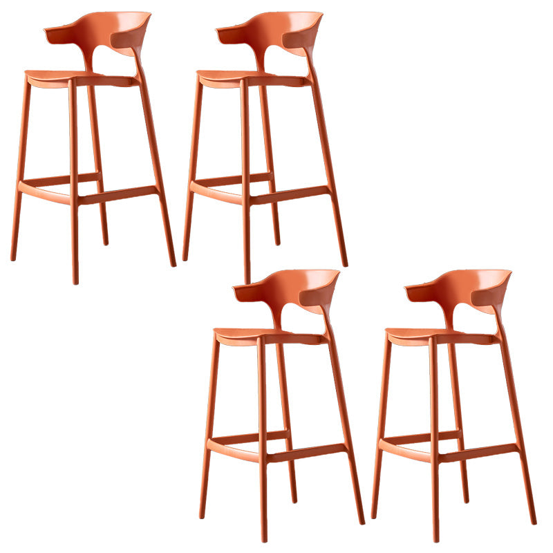Industrial Low Back Counter Stool Plastic Counter Height Stools for Home Use Orange 4 Piece Set Clearhalo 'Bar Furniture' 'Bar Stools' 'bar_stools' 'furn' 'furn_bar_stools' 'Furniture' 'Kitchen & Dining Furniture' 6186512