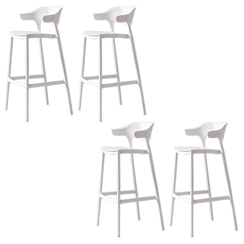 Industrial Low Back Counter Stool Plastic Counter Height Stools for Home Use White 4 Piece Set Clearhalo 'Bar Furniture' 'Bar Stools' 'bar_stools' 'furn' 'furn_bar_stools' 'Furniture' 'Kitchen & Dining Furniture' 6186513