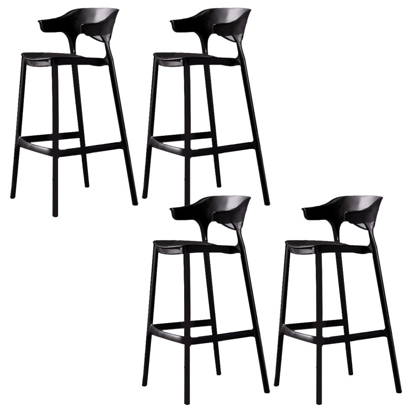 Industrial Low Back Counter Stool Plastic Counter Height Stools for Home Use Black 4 Piece Set Clearhalo 'Bar Furniture' 'Bar Stools' 'bar_stools' 'furn' 'furn_bar_stools' 'Furniture' 'Kitchen & Dining Furniture' 6186515