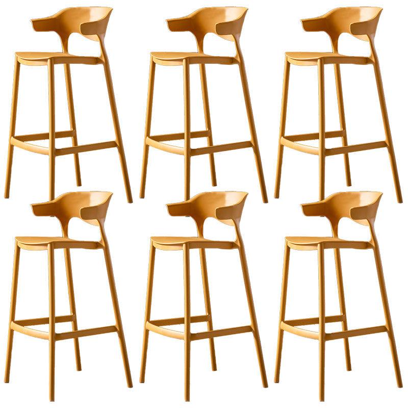 Industrial Low Back Counter Stool Plastic Counter Height Stools for Home Use Yellow 6 Piece Set Clearhalo 'Bar Furniture' 'Bar Stools' 'bar_stools' 'furn' 'furn_bar_stools' 'Furniture' 'Kitchen & Dining Furniture' 6186516